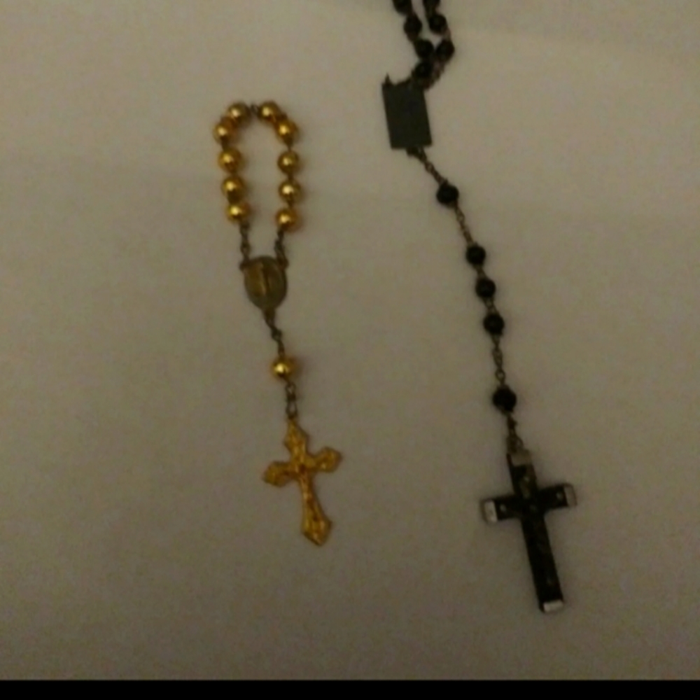 J384 Rosary Lot One Black and one Goldtone